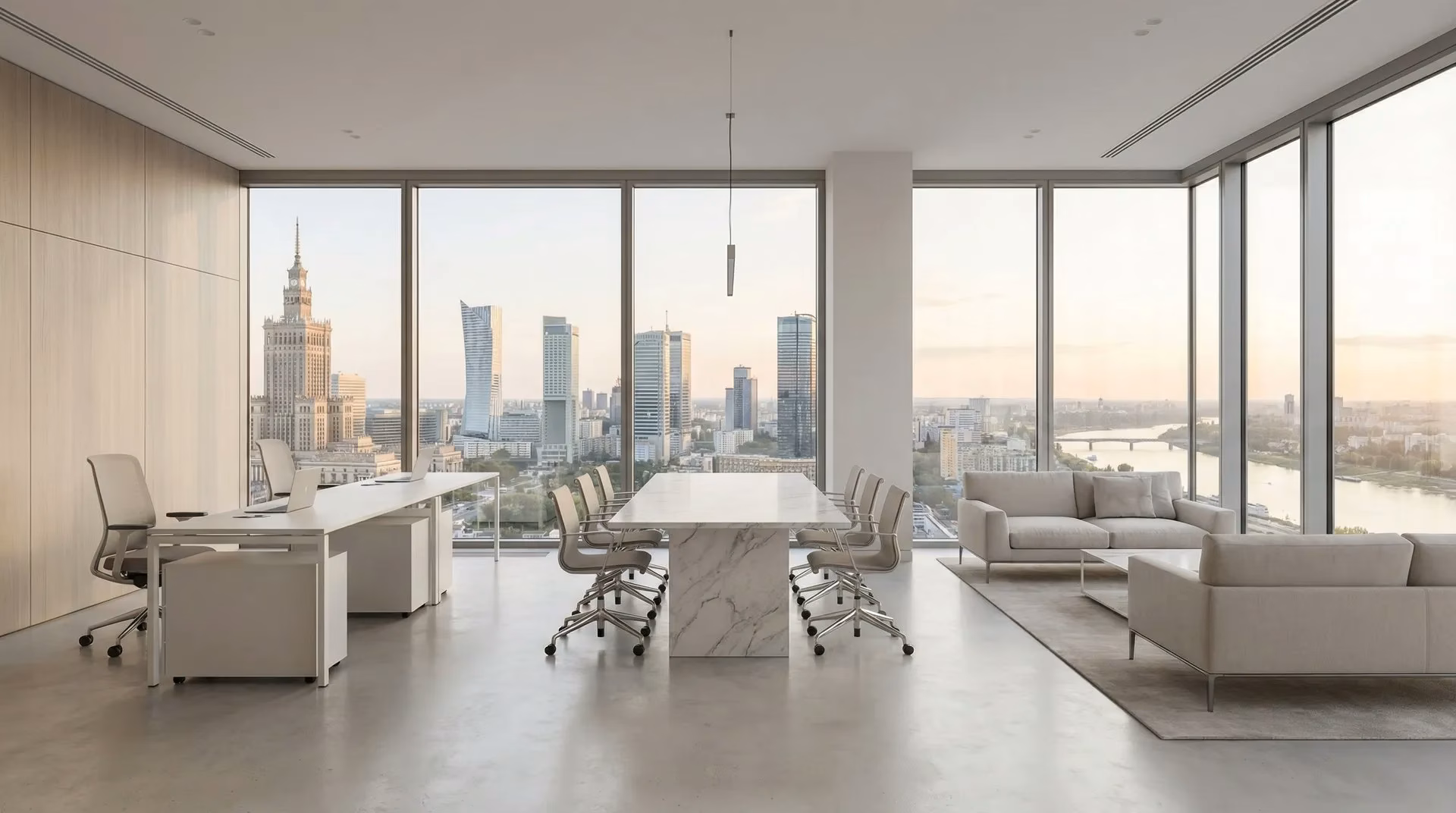 Nowoczesne biuro z widokiem na Warszawę - realizacja komercyjna MalarzePro