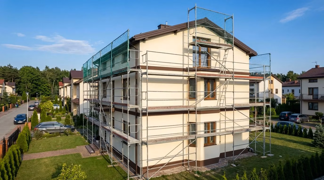 Czyszczenie i malowanie elewacji domu 450m² w Pruszkowie