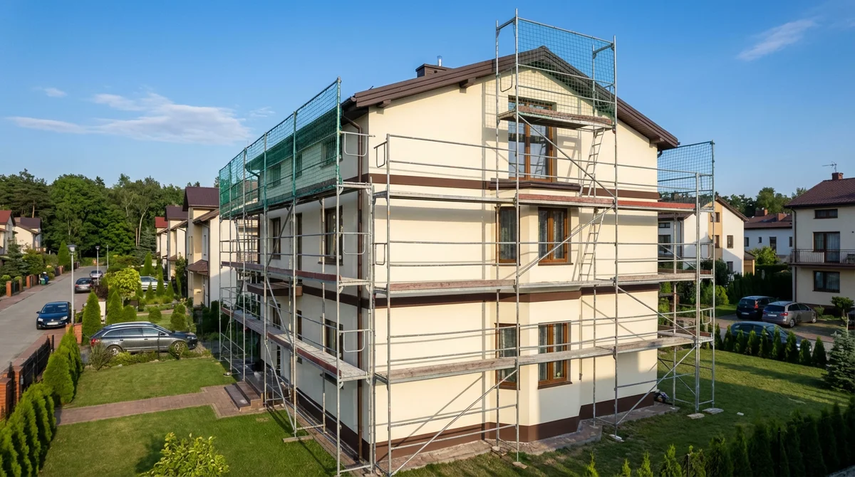 Czyszczenie i malowanie elewacji domu 450m² w Pruszkowie - MalarzePro