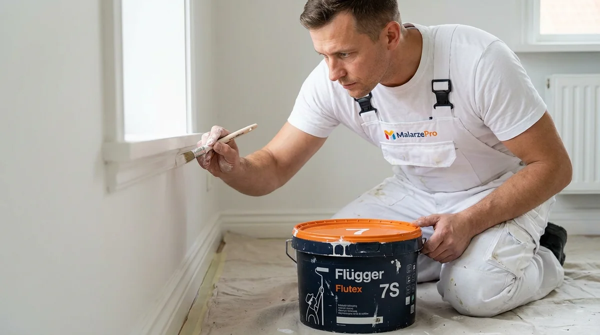 Malarz MalarzePro przy pracy z farbami Flugger Flutex